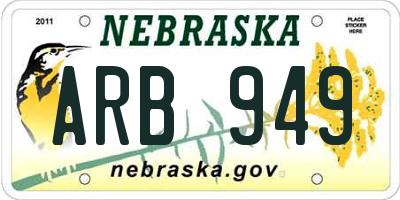 NE license plate ARB949