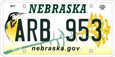 NE license plate ARB953