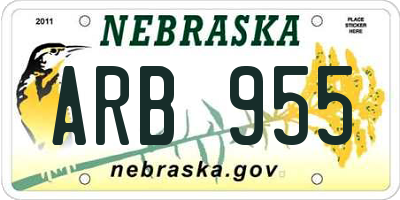 NE license plate ARB955