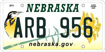 NE license plate ARB956