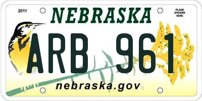 NE license plate ARB961