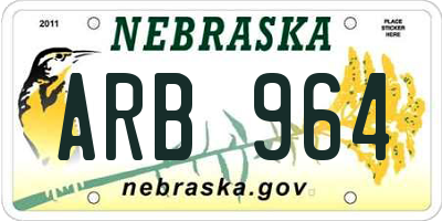 NE license plate ARB964