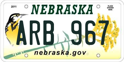 NE license plate ARB967