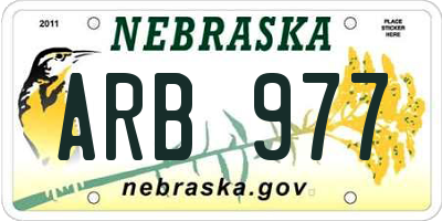 NE license plate ARB977