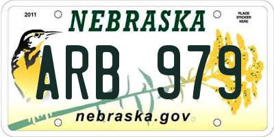 NE license plate ARB979