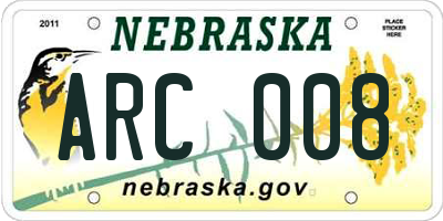 NE license plate ARC008