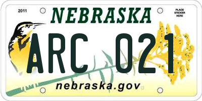 NE license plate ARC021
