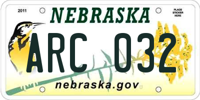 NE license plate ARC032