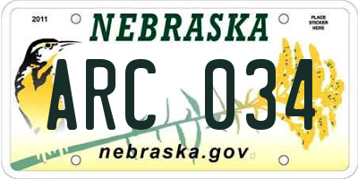 NE license plate ARC034
