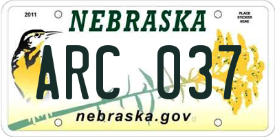 NE license plate ARC037