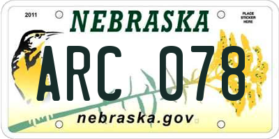 NE license plate ARC078