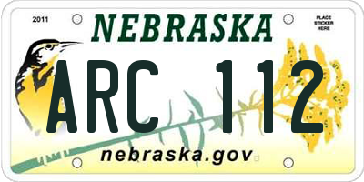 NE license plate ARC112