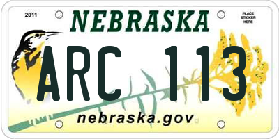 NE license plate ARC113