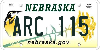 NE license plate ARC115