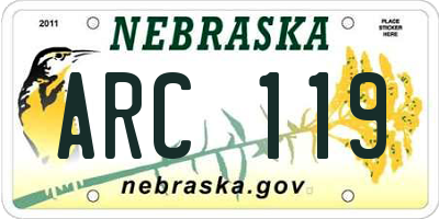 NE license plate ARC119