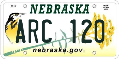 NE license plate ARC120