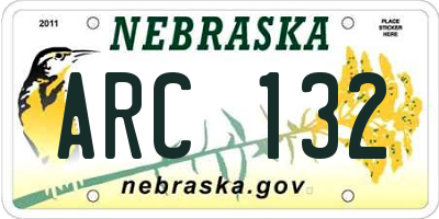 NE license plate ARC132