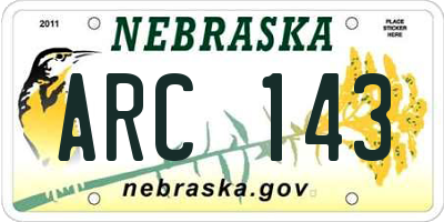 NE license plate ARC143