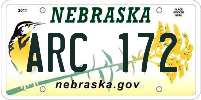 NE license plate ARC172