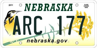 NE license plate ARC177