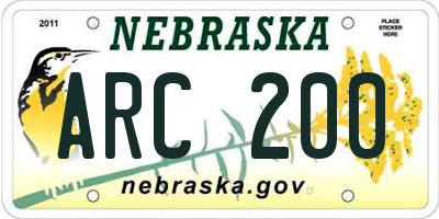 NE license plate ARC200