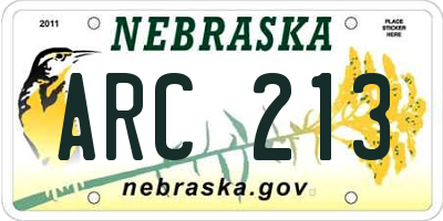 NE license plate ARC213