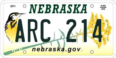 NE license plate ARC214