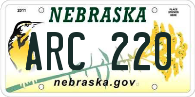 NE license plate ARC220