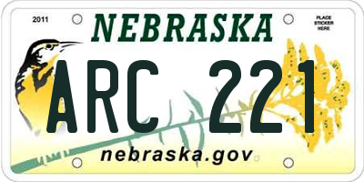 NE license plate ARC221