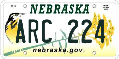 NE license plate ARC224