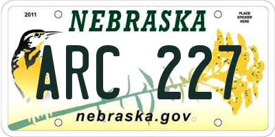 NE license plate ARC227