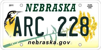 NE license plate ARC228