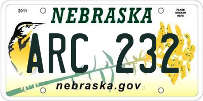 NE license plate ARC232