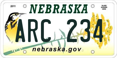 NE license plate ARC234