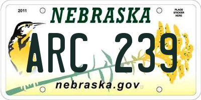 NE license plate ARC239