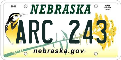 NE license plate ARC243
