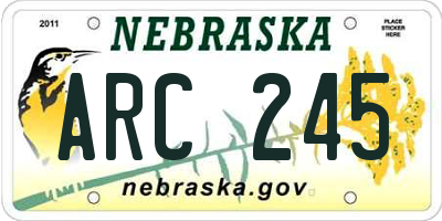 NE license plate ARC245