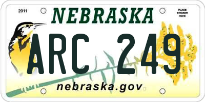 NE license plate ARC249