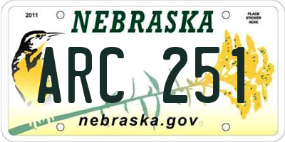 NE license plate ARC251