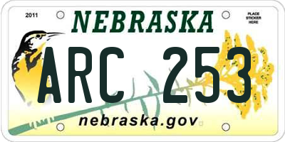 NE license plate ARC253