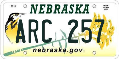 NE license plate ARC257
