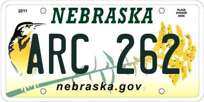 NE license plate ARC262