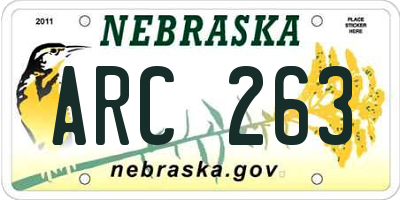 NE license plate ARC263