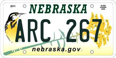 NE license plate ARC267