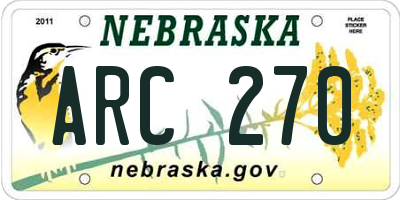 NE license plate ARC270