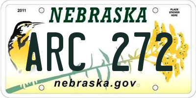 NE license plate ARC272