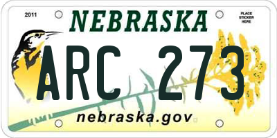 NE license plate ARC273