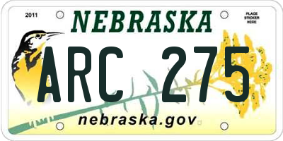NE license plate ARC275