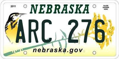 NE license plate ARC276