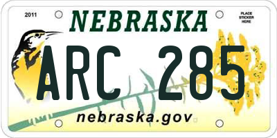 NE license plate ARC285